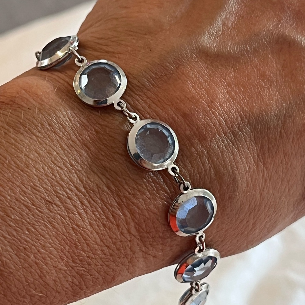 Elegant Silver Bracelet with Blue Accents